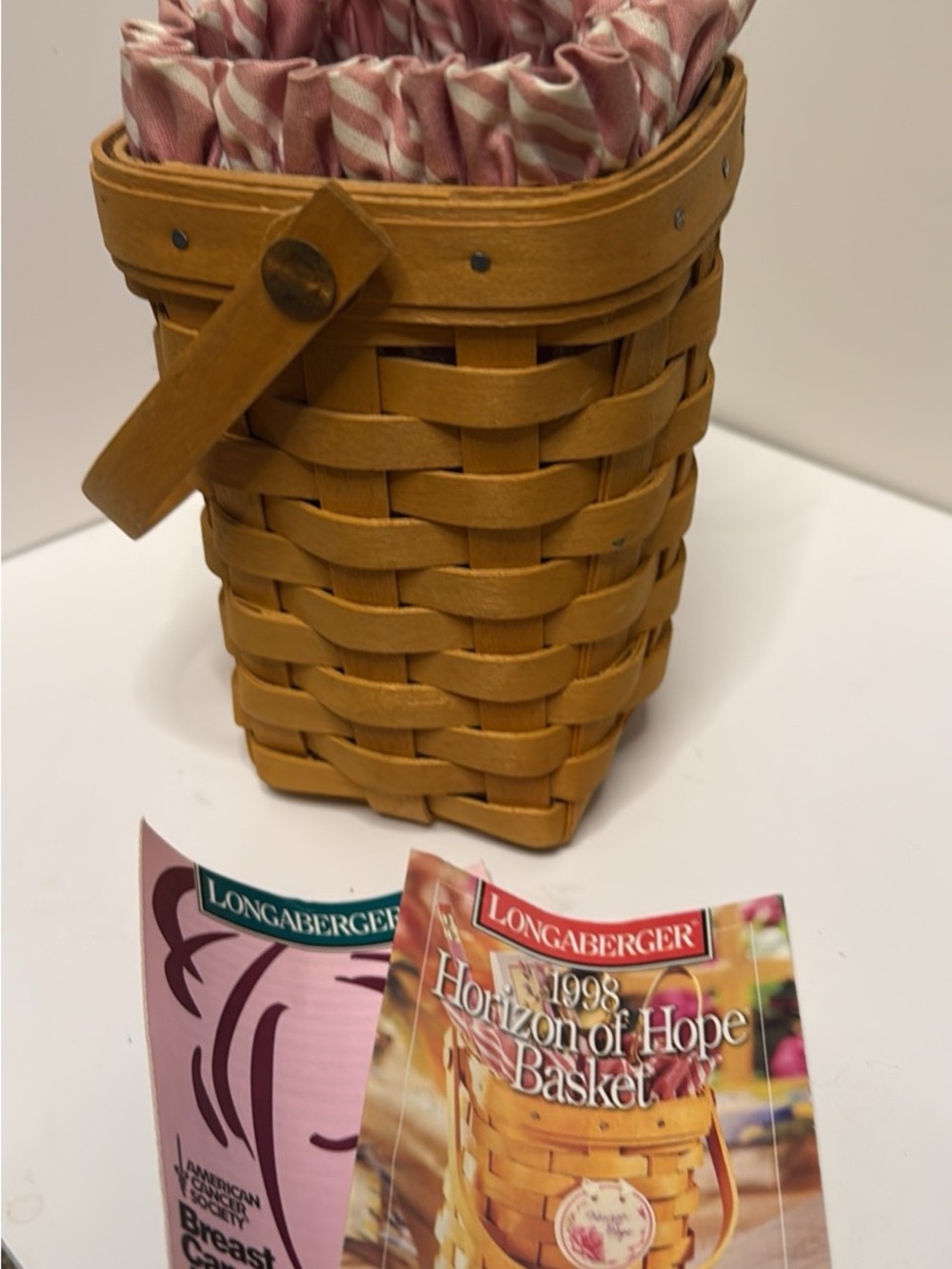 Longaberger Pink-Lined Woven Basket - Horizon of Hope Style